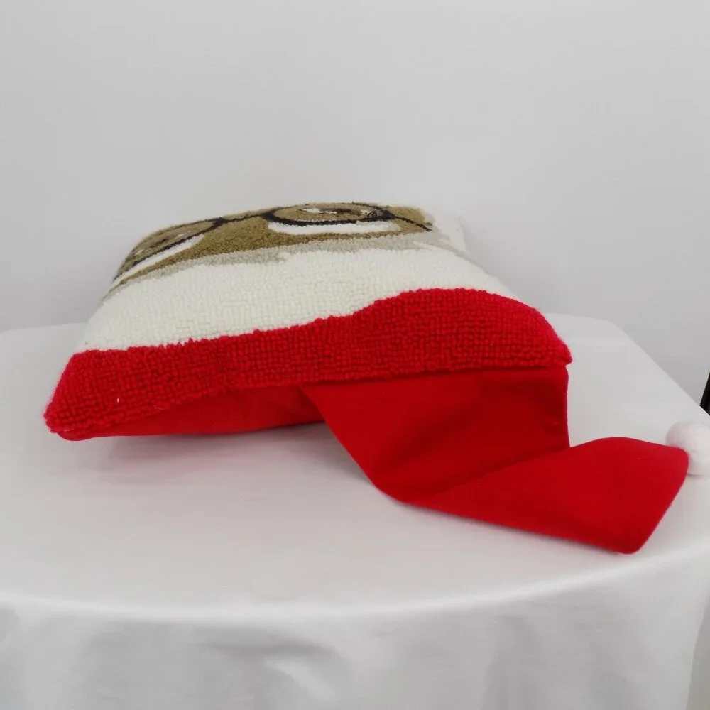 African American Santa Face Pillow Glasses Red Hat Ashland 16 x 16 Christmas New